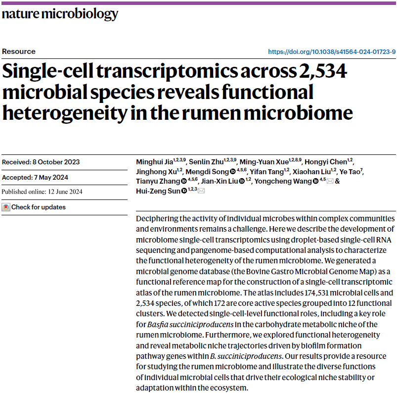 Single-Cell Transcriptomics across 2,534 Microbial Species Reveals Functional Heterogeneity in the Rumen Microbiome