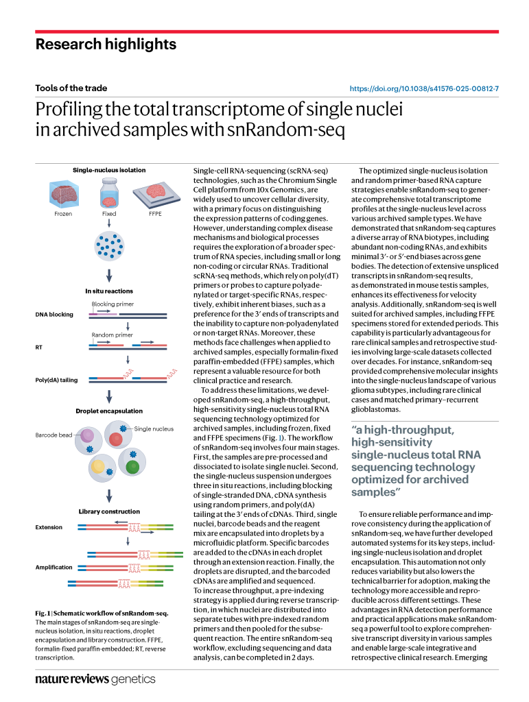 Profiling the total transcriptome of single nuclei in archived samples with snRandom-seq